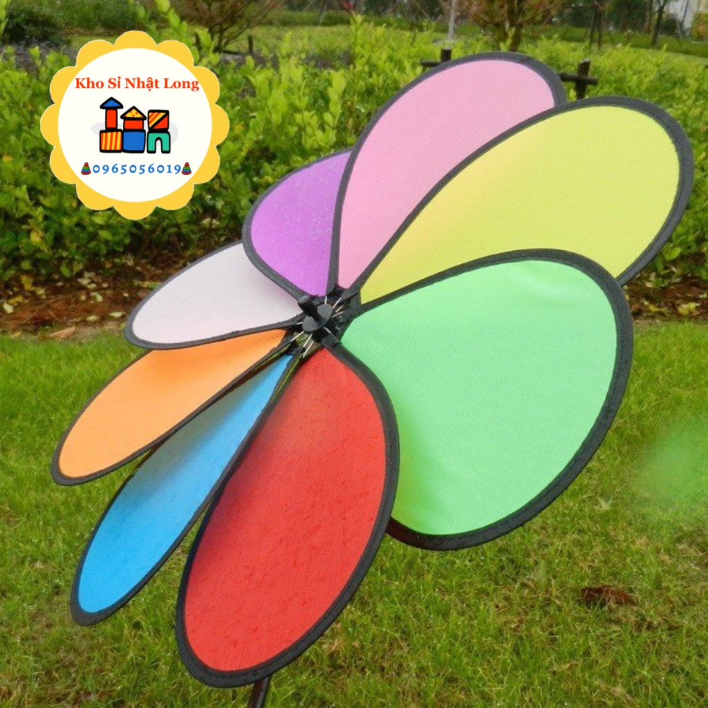 Chong chóng vải 8 cánh cầu vồng 50cm - chong chóng trang trí xe trà sữa - xe cafe