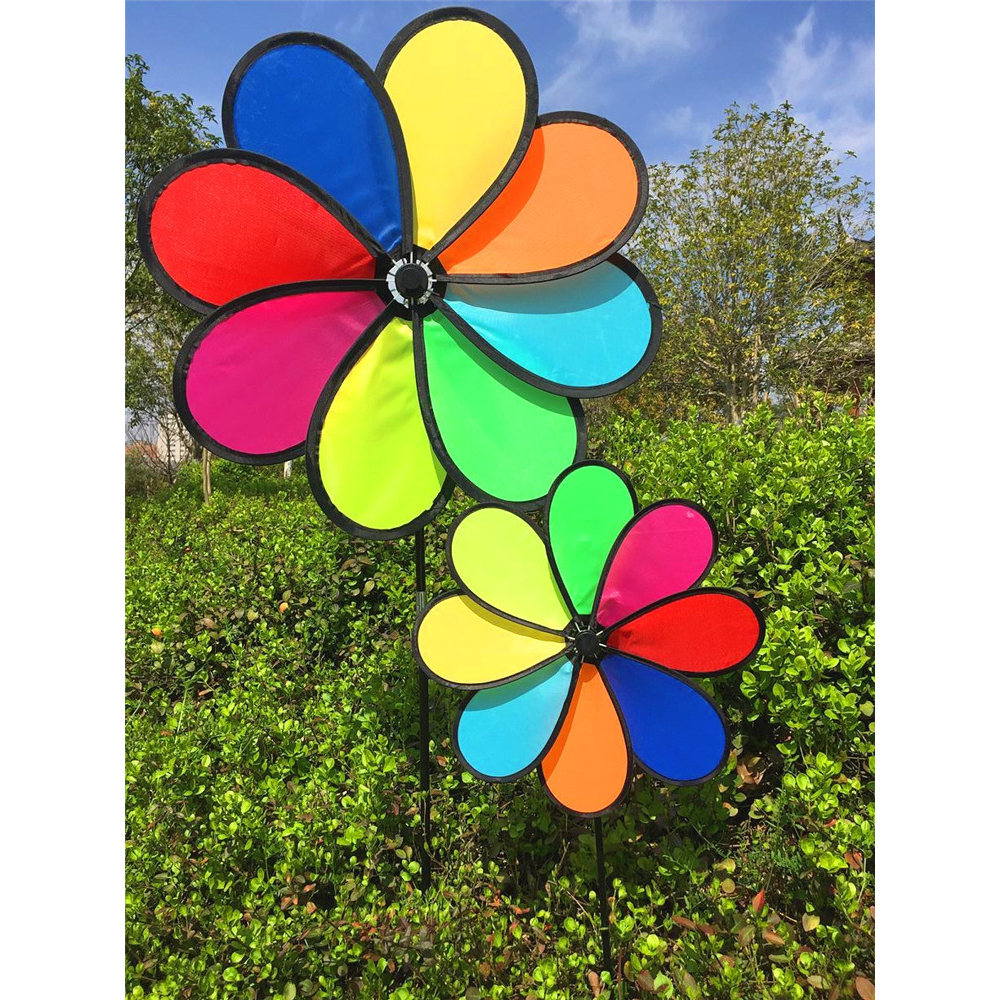 Chong chóng vải 8 cánh cầu vồng 50cm - chong chóng trang trí xe trà sữa - xe cafe