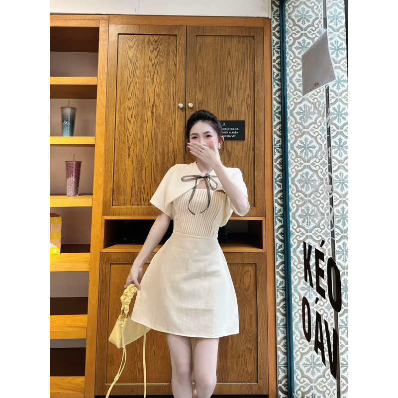 SET ĐẦM 2S XẾP KÈM KHOÁC CHOÀNG NƠ 2M