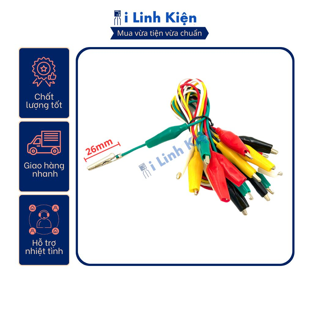 Dây kẹp cá sấu nhỏ 26mm loại tốt dài 50cm