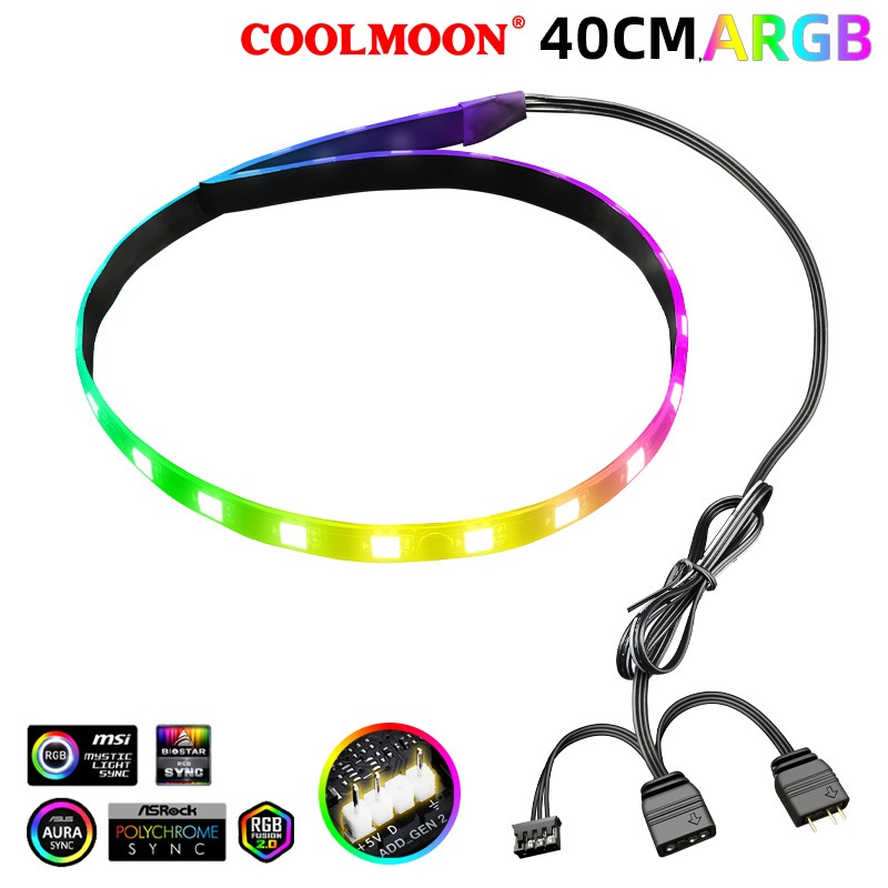 Phụ Kiện Đèn Led RGB Aura Sync Coolmoon đồng bộ Hub + Sync với main 3Pin 5V Trang trí cho máy tính