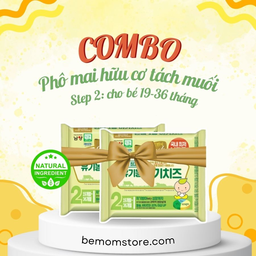 <kèm đá gel,date mới nhất>STEP 2 COMBO 2 GÓI PHÔ MAI HỮU CƠ TÁCH MUỐI NAMYANG DEVINCH Hàn Quốc cho bé từ 19-36 tháng