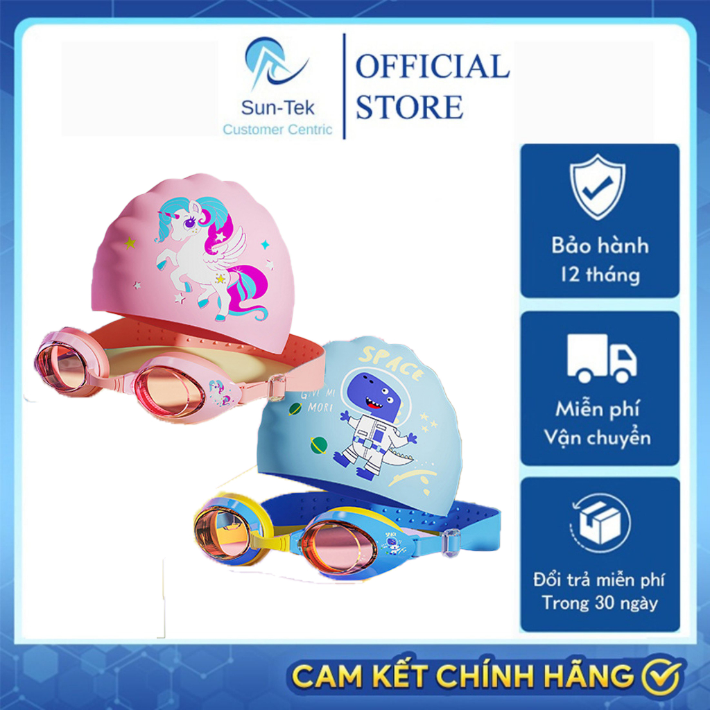 Kính Bơi Trẻ Em Kèm Mũ Silicon Kính Bơi 3 Lớp Chống Sương Mù Chống Tia UV Độ Nét Cao Bộ Kính Bơi Cho Bé Trai Bé Gáii