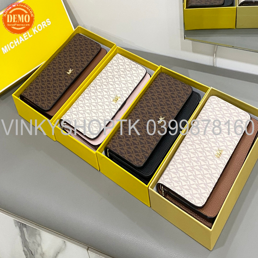 TÚI VÍ MK CẦM TAY KHOÁ ZIPPY ĐÔI FULLBOX PHỐI MÀU FULLBOX