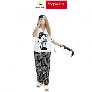 Đồ bộ nữ mặc nhà ANH MỸ pijama chất liệu lụa mango bigsize 60-75kg thiết kế 5D  tay ngắn quần dài  SP0088 official.anhmy