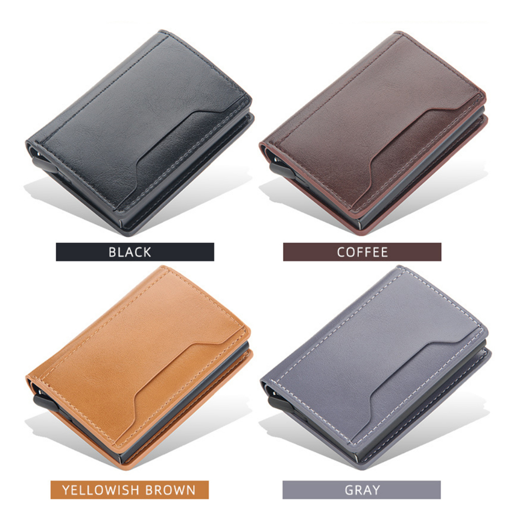 Ví nam mini đựng thẻ tự động thông minh Bosumy D9140 da PU cao cấp