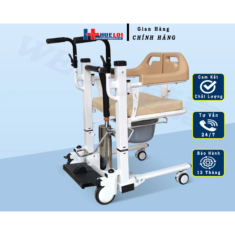 Xe Lăn Nâng Hạ Ghép Mảnh Pittong HUE LOI Tự Đón Người Bệnh Đi Tắm,Vệ Sinh Tải Trọng 250Kg