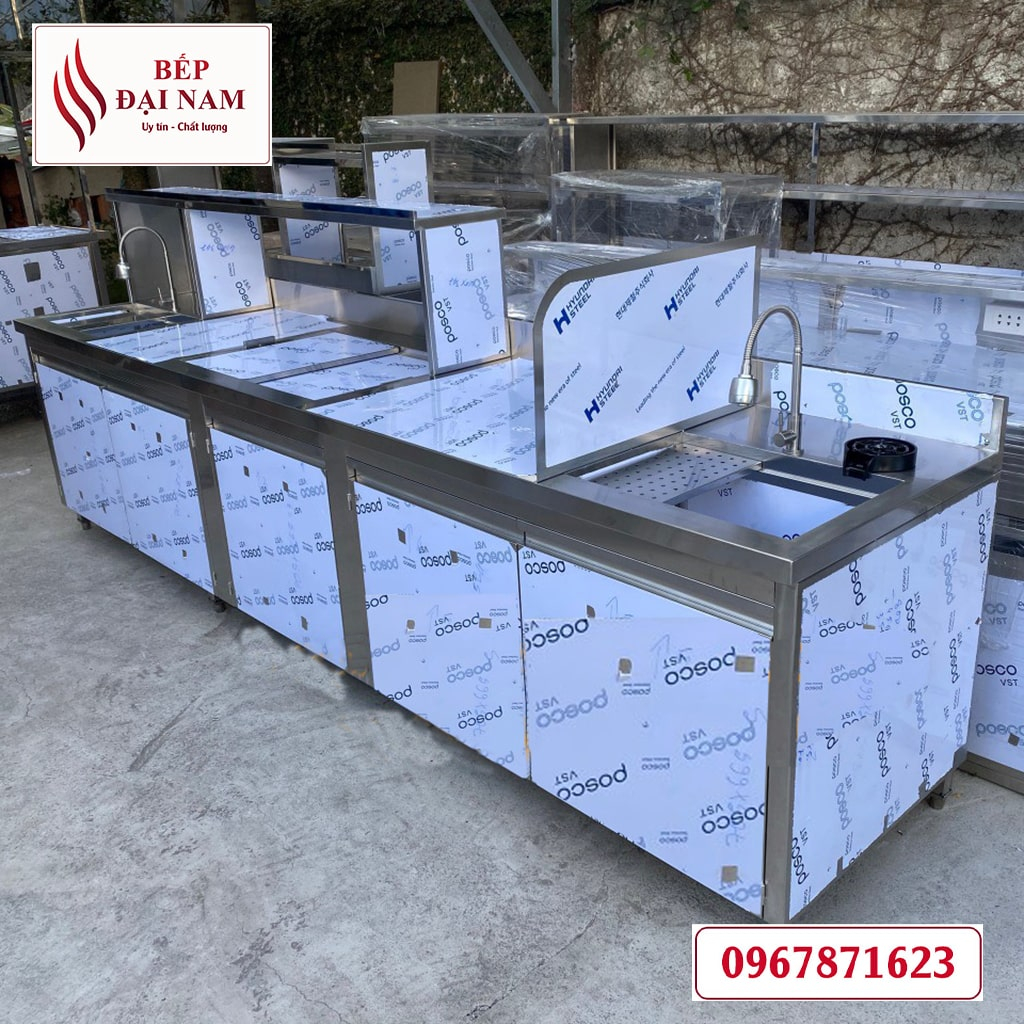 Quầy bar inox trà sữa đẹp, quầy thiết kế thao yêu cầu