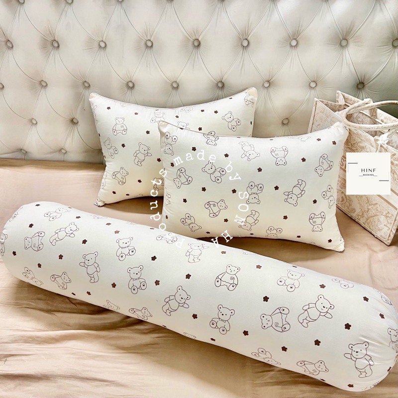 Combo gối nằm và gối ôm chất liệu đũi bông sơ đậu nành mềm mịn êm ái