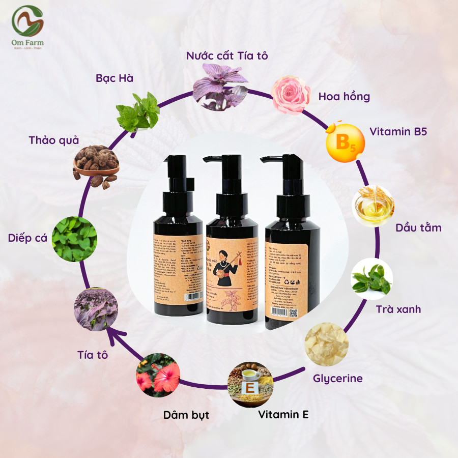 Sữa Rửa Mặt Tía Tô Trắng Da, Giảm Thâm Nám A Om Sapa 100ml