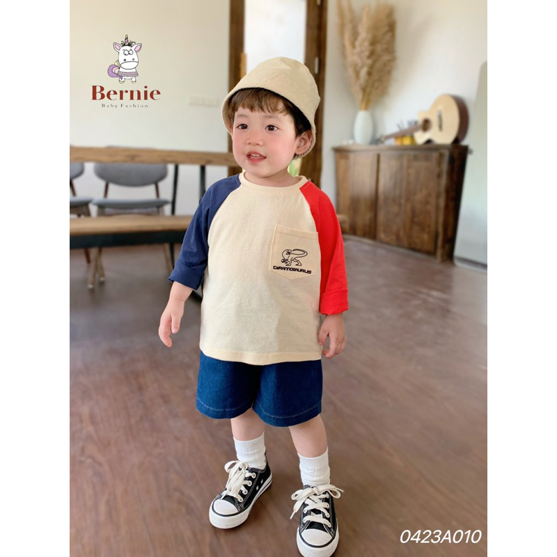 ÁO DÀI TAY COTTON PHỐI MÀU CHO BÉ