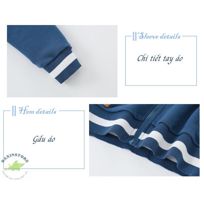 ÁO KHOÁC ĐI NẮNG DÀI TAY CÓ MŨ KHOÁ KÉO MALWEE 100% COTTON NỈ CHO BÉ TRẺ EM SIZE ĐẠI 2 3 4 5 6 7 8 TUỔI