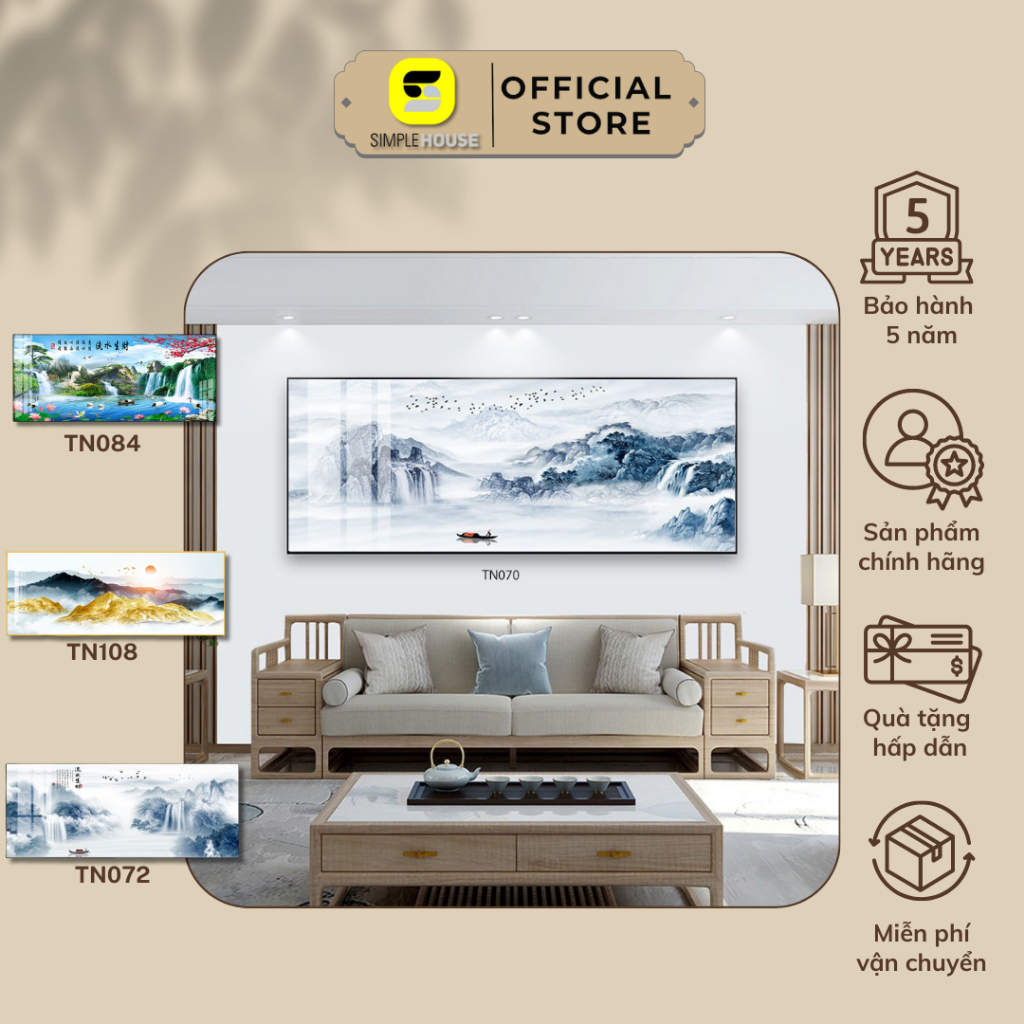 Tranh Treo Tường Tráng Gương Sơn Thủy Hữu Tình  /Trang Trí Phòng Khách/ Phòng Làm Việc/ Làm Quà Tặng - Simplehouse