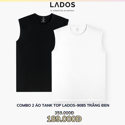 Combo 2 áo tanktop trắng, đen thời trang nam tính LADOS-9085 100% cotton co giãn, thấm hút, trẻ trung LD-7105