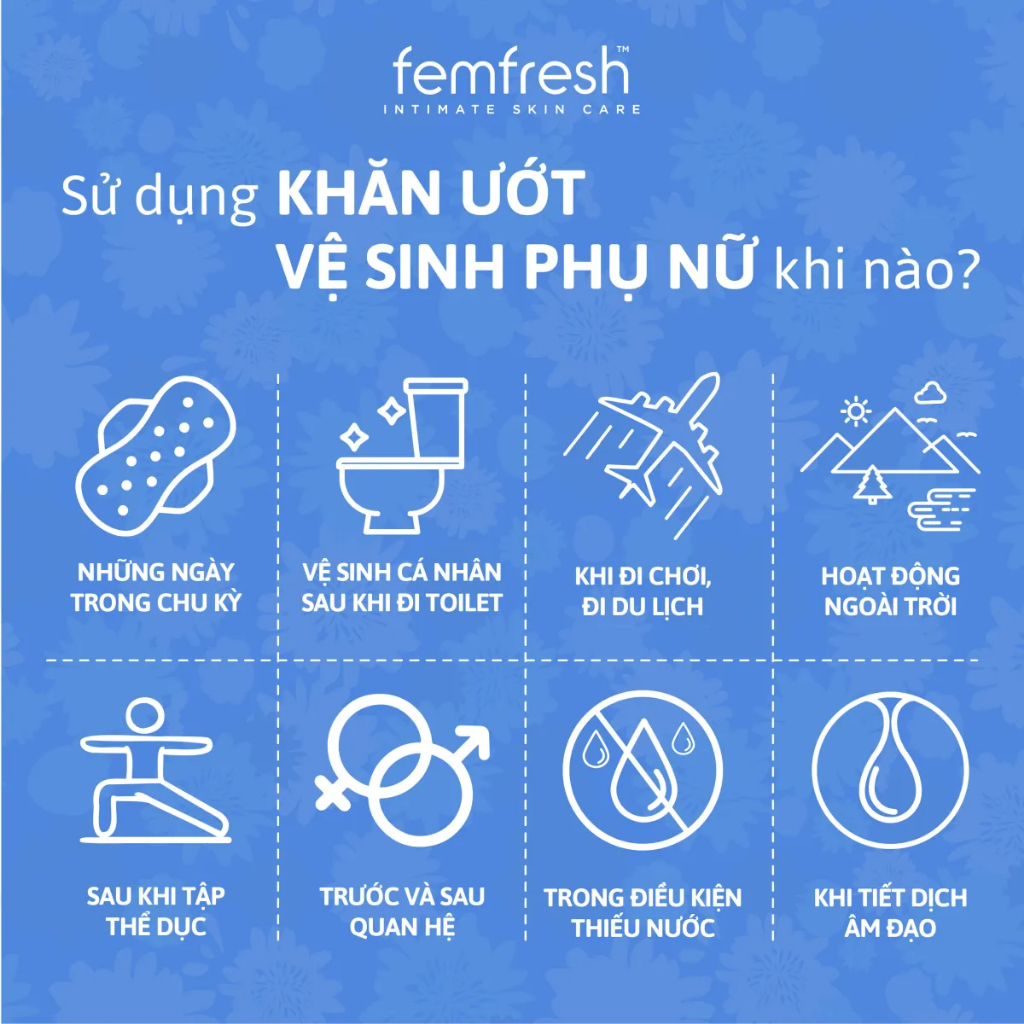 Khăn giấy ướt vệ sinh vùng kín phụ nữ cao cấp Femfresh 10 - 25 tờ/ gói Femfresh Intimate Skin Care 0% Sensitive Wipes