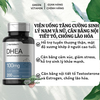 Horbaach DHEA 100mg - Viên uống tăng cường sinh lý nam và nữ, cân bằng nội tiết tố, chống lão hóa