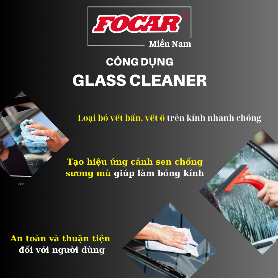 Dung dịch vệ sinh kính ô tô Glass Cleaner hiệu ứng lá sen đánh bay bụi bẩn chai xịt tiện dụng 500ml