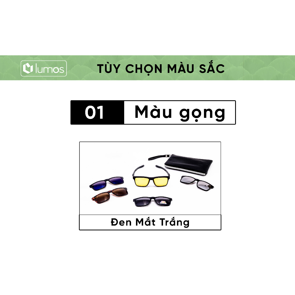 Kính cận râm Lumos thể thao nam châm 5in1 gọng dẻo siêu bền kèm 5 mắt kính mát di động chống tia UV cao cấp KTT01