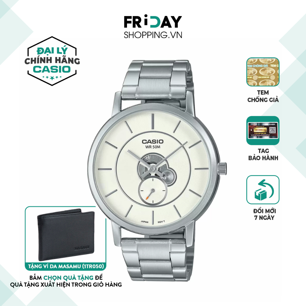 Đồng hồ Casio nam MTP-B130D-7AVDF dây kim loại chính hãng