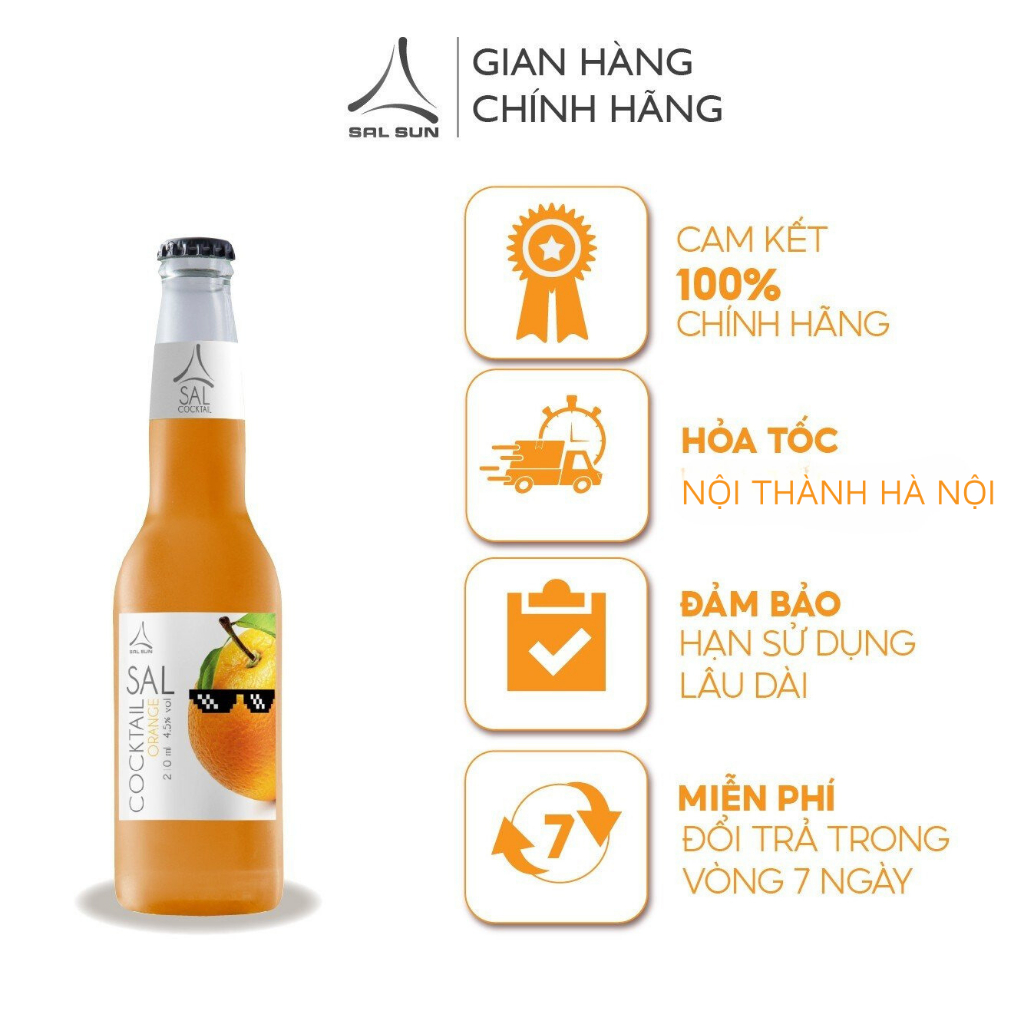 Thùng 6 chai SAL COCKTAIL ORANGE Cocktail hoa quả vị cam 210ml/chai