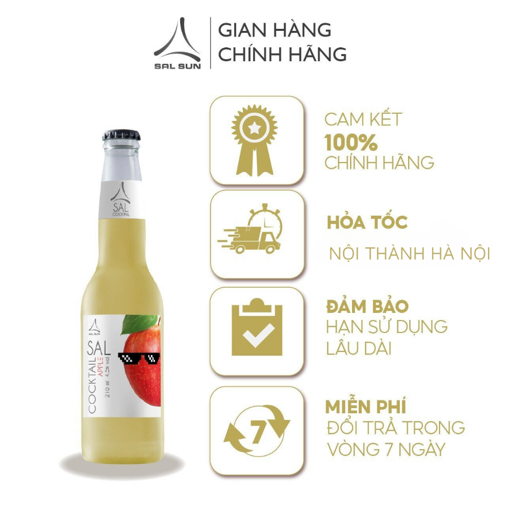 Thùng 6 chai SAL COCKTAIL APPLE 4,5 độ Cocktail hoa quả vị táo 210ml/chai