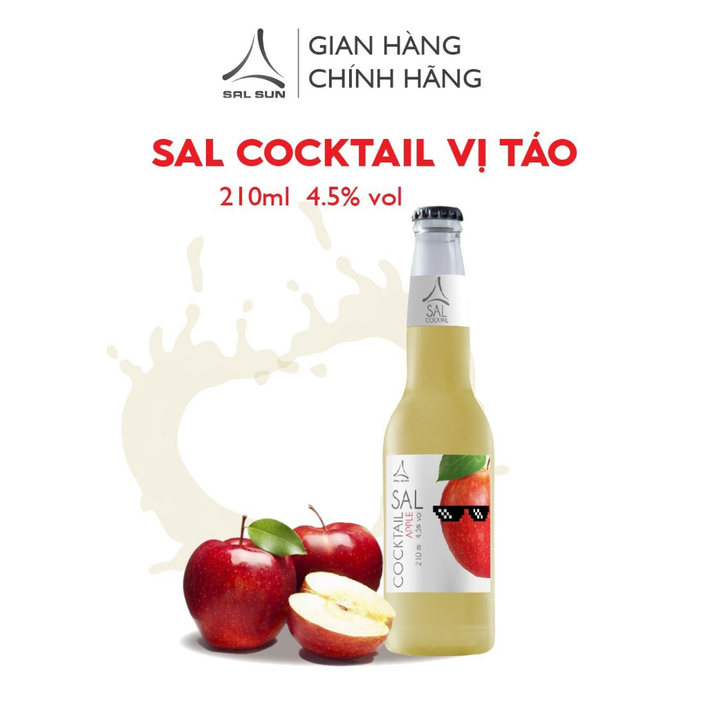Thùng 6 chai SAL COCKTAIL APPLE 4,5 độ Cocktail hoa quả vị táo 210ml/chai