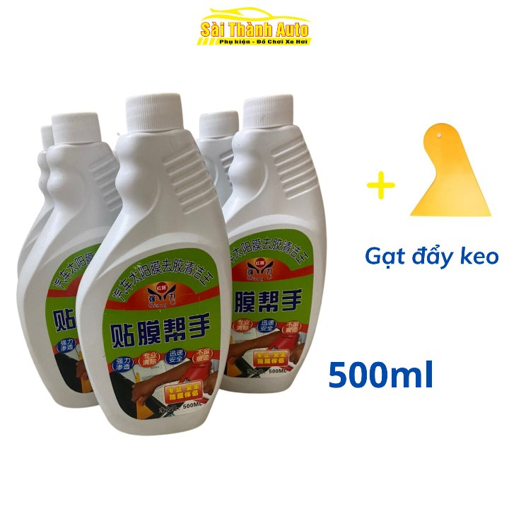 Dung dịch tẩy keo phim cách nhiệt cũ trên kính xe ô tô dung tích 500ml, Tẩy sạch keo an toàn không gây xước kính