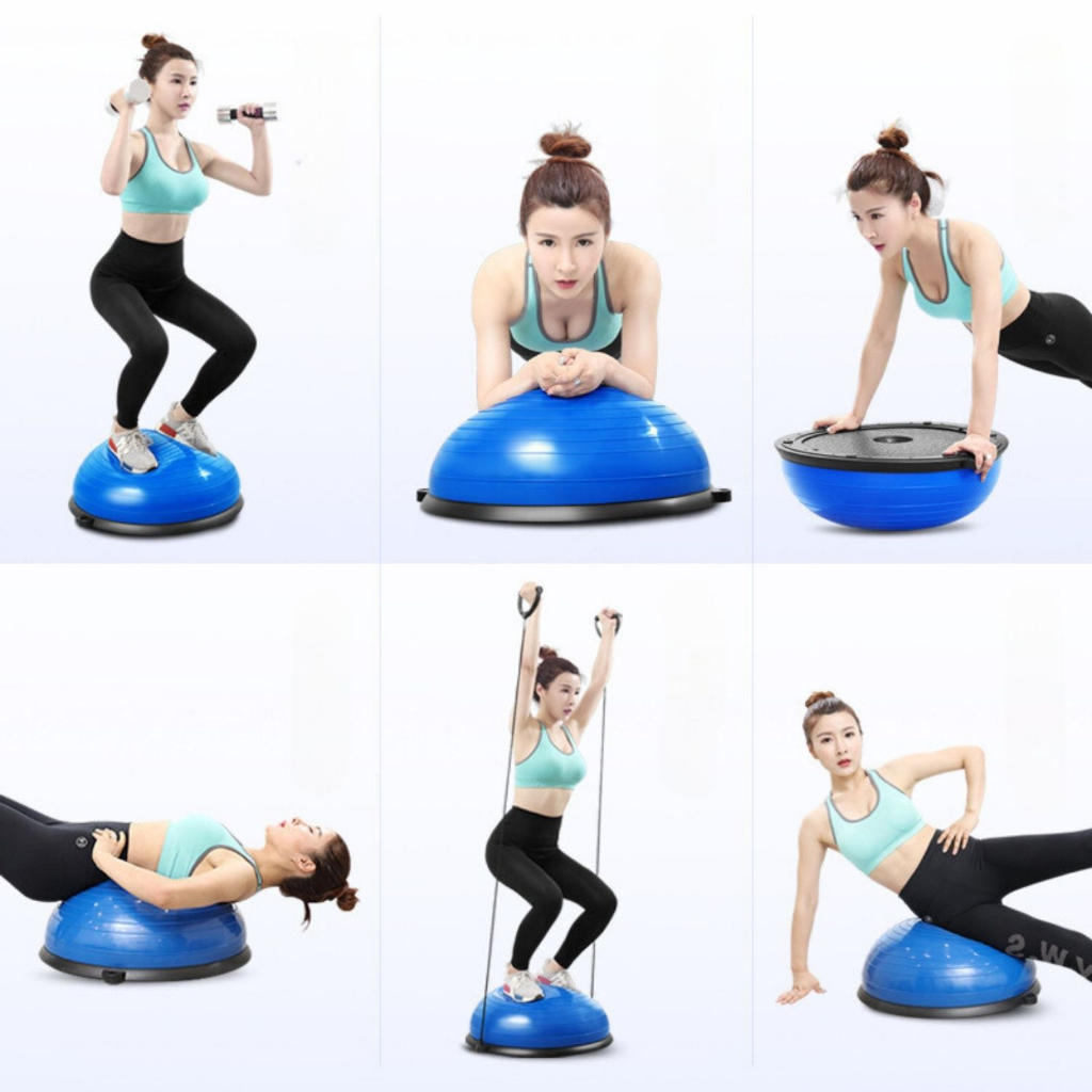 Bóng Tập Cân Bằng Bosu Tập Thể Dục Yoga Tại Nhà Cao Cấp 58Cm Tặng Kèm Bơm Bóng DC0003