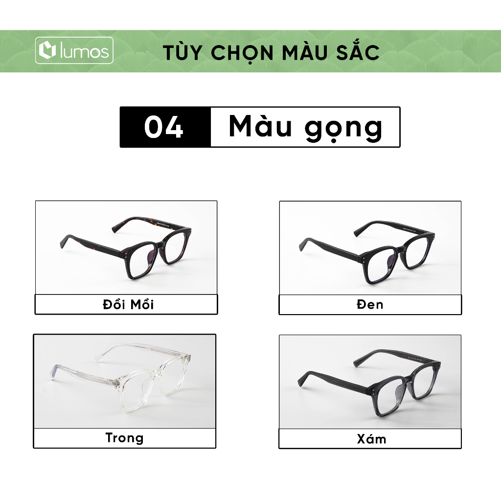 Gọng kính cận Lumos nam nữ vuông đẹp thời trang Hàn Quốc chống tia UV cao cấp 9210