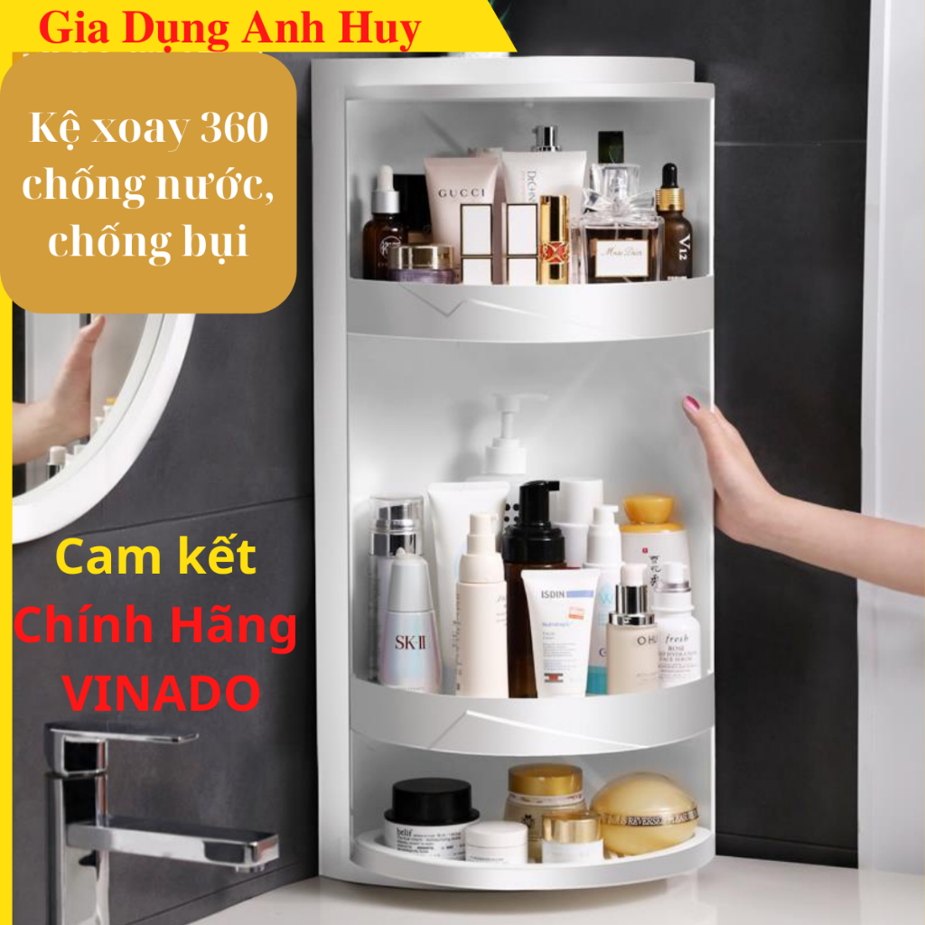 Kệ góc xoay 360 độ, kệ để mĩ phẩm nhà tắm, kệ để đồ đa năng 3 tâng thiết kế sáng trong hiện đại