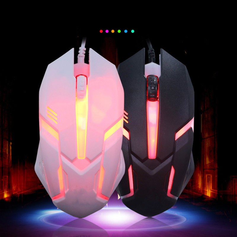 Chuột Gaming White Siêu Bền-Chuột Chơi Game Có Dây 1200 Dpi Kèm Đèn Led Nền