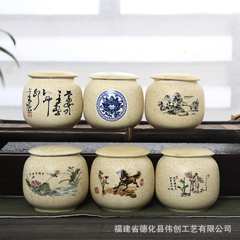 Hũ Đựng Trà Bằng Sứ Cảnh Đức Trấn Có Nắp Rất Kín (Hũ Cỡ Nhỏ)