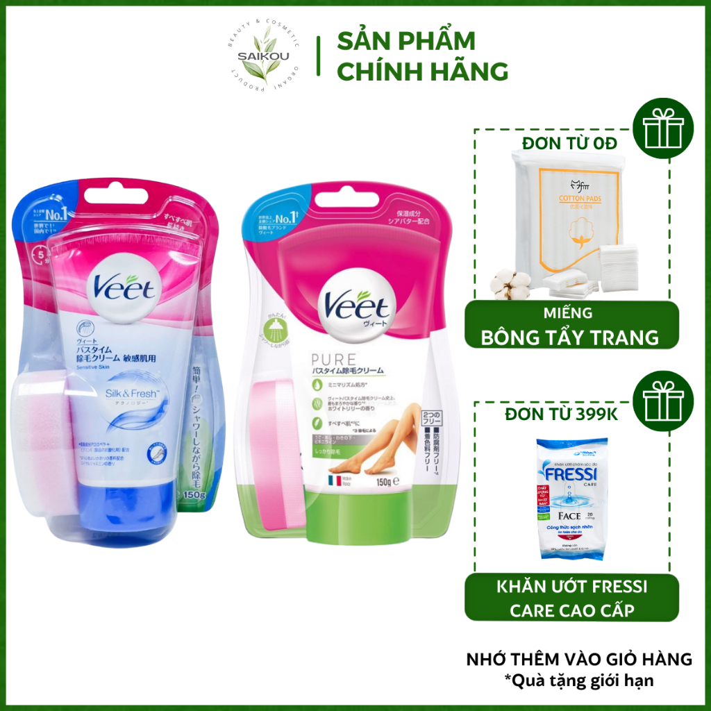 Kem Tẩy Lông Cho Da Nhạy Cảm Veet Nhật Bản 150g, Kem Tẩy Lông Body An Toàn Hiệu Quả Từ Thiên Nhiên Veet Nhật Bản SaiKou