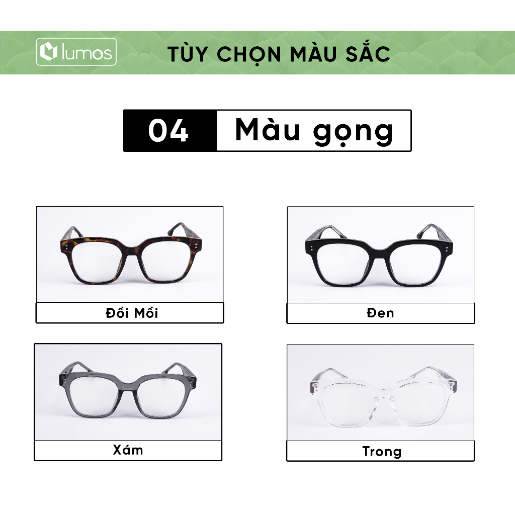 Gọng kính cận nam nữ cao cấp vuông đẹp Una.C N chống tia UV thời trang Hàn Quốc Lumos 9113