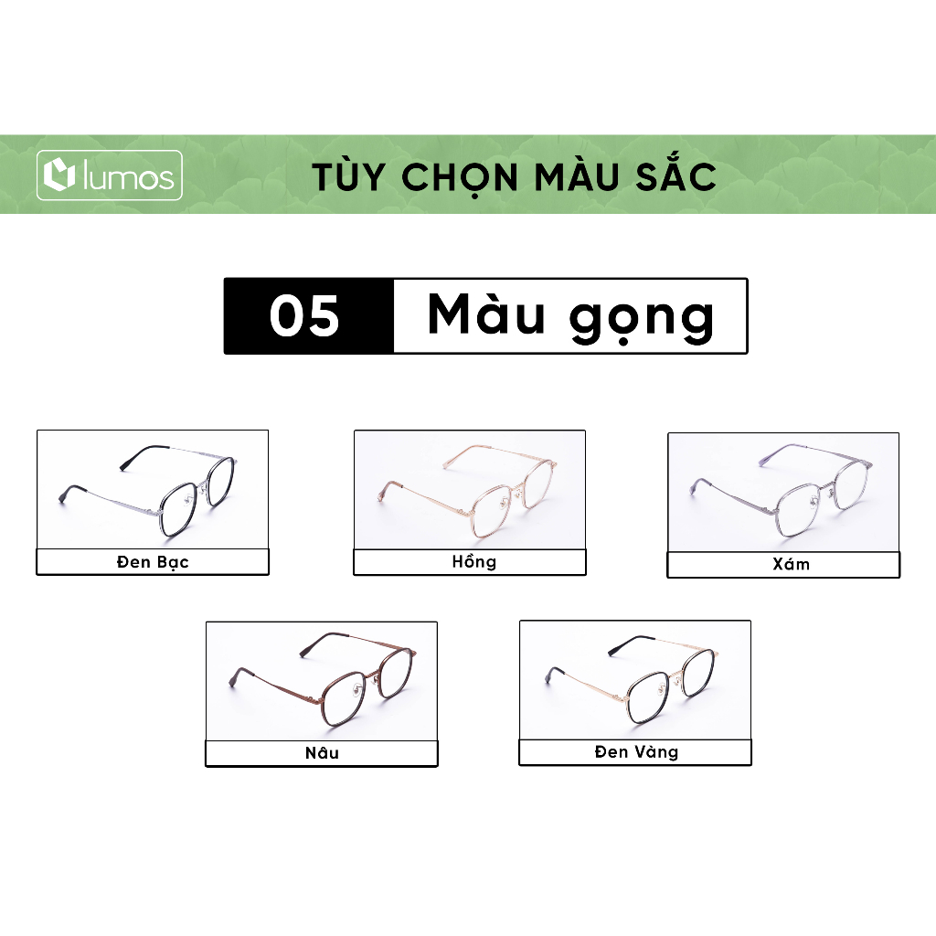 Gọng kính cận Lumos nam nữ tròn đẹp thời trang Hàn Quốc chống tia UV cao cấp 2737