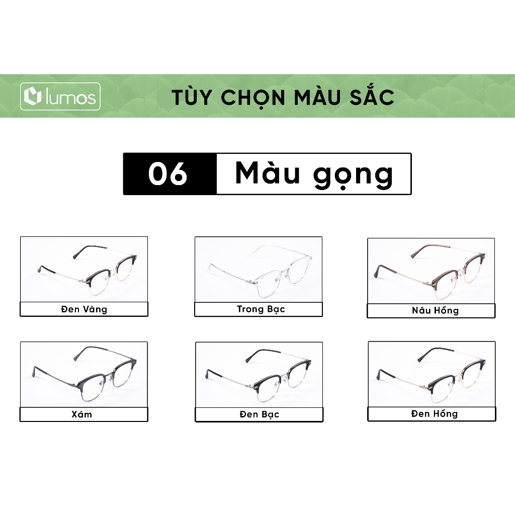 Gọng kính cận Lumos 9237 thời trang Hàn Quốc nam nữ vuông đẹp tròng kính chống tia UV cao cấp