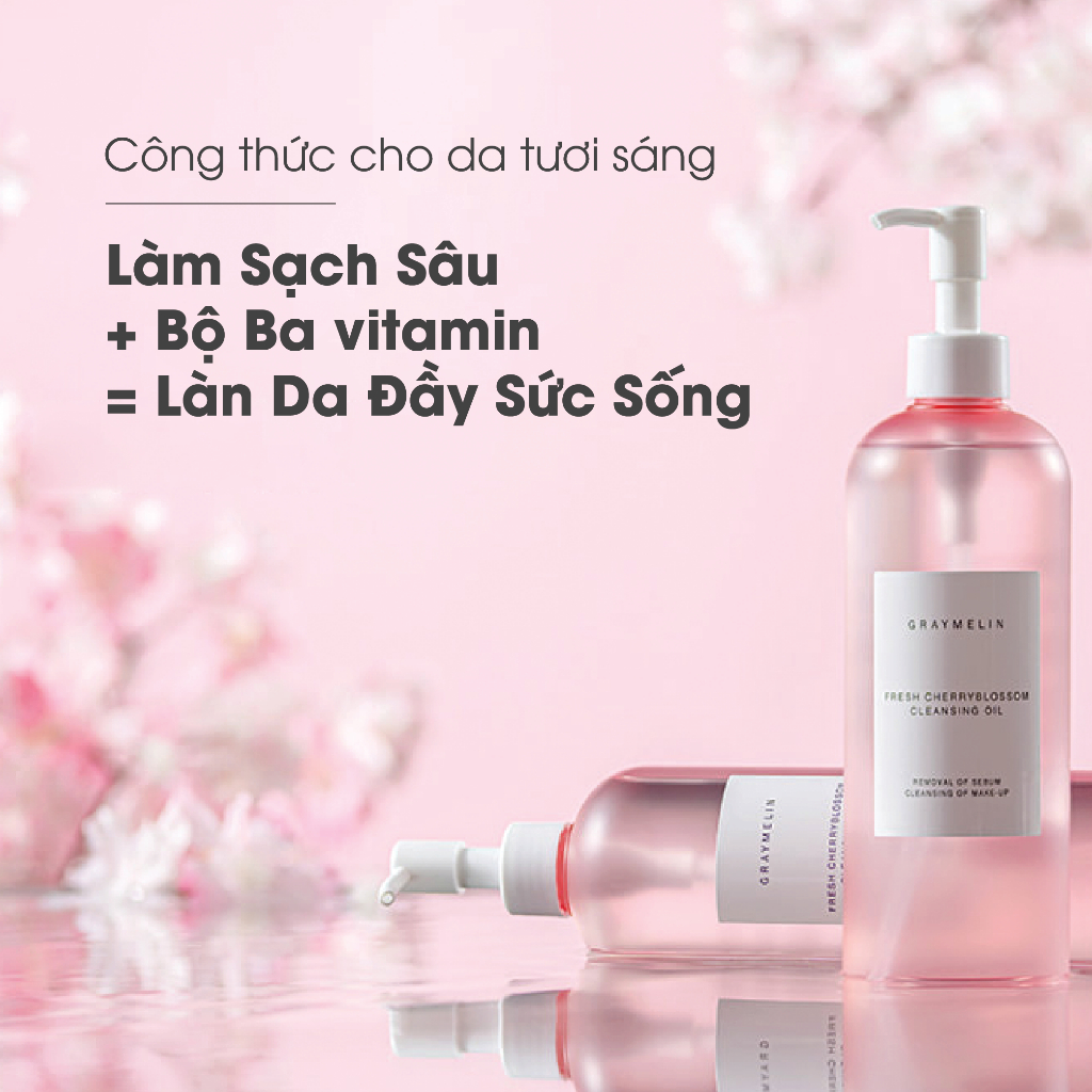 Dầu Tẩy Trang Hoa Anh Đào Cho Da Khô Graymelin Fresh Cherryblossom Cleansing Oil 400ml