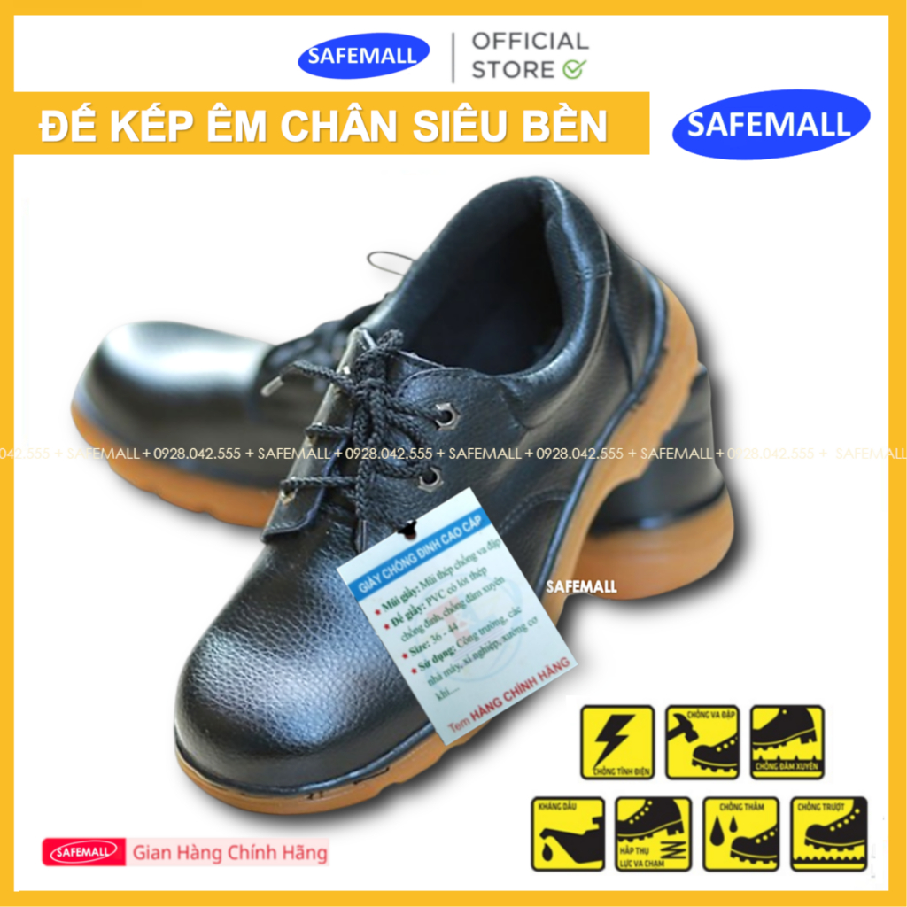Giày Bảo Hộ Lao Động Đế Kếp Siêu Bền ABC SAFEMALL Chất Lượng Cao, Giày Lao Động Giá Rẻ, Giày Công Trình Chính Hãng