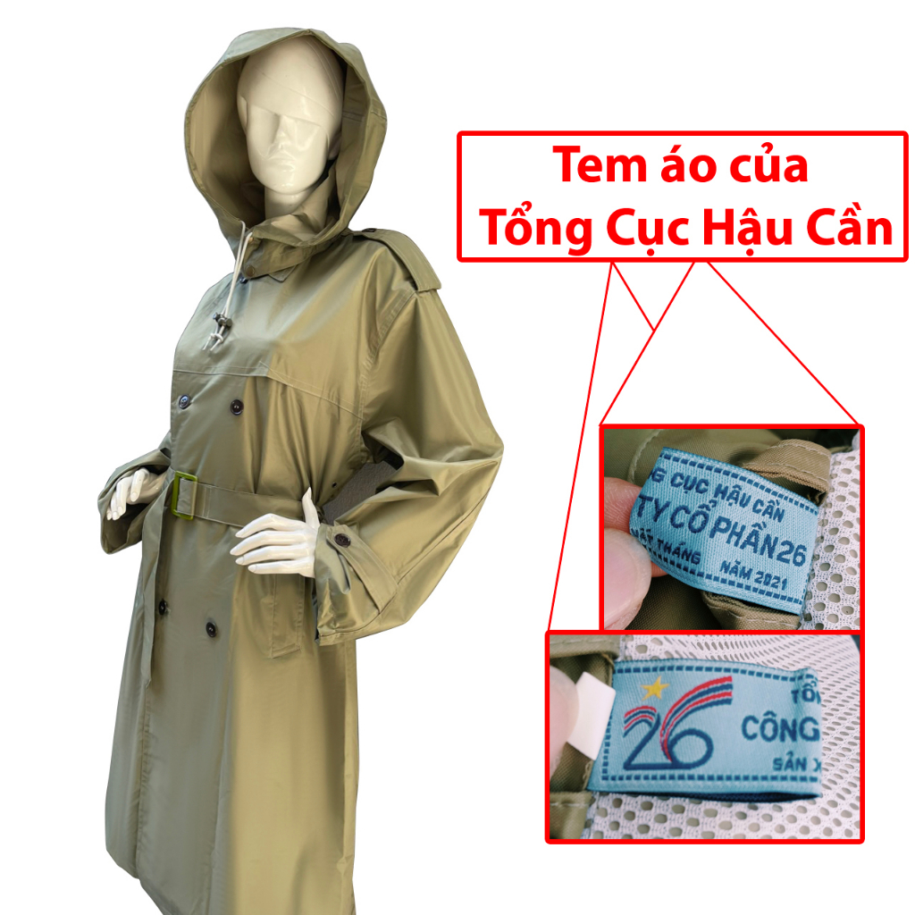 Áo Mưa Măng tô Cục Quân Nhu X26 chuẩn Bộ Quoc Phong - Áo mưa Măng tô hàng cấp phát