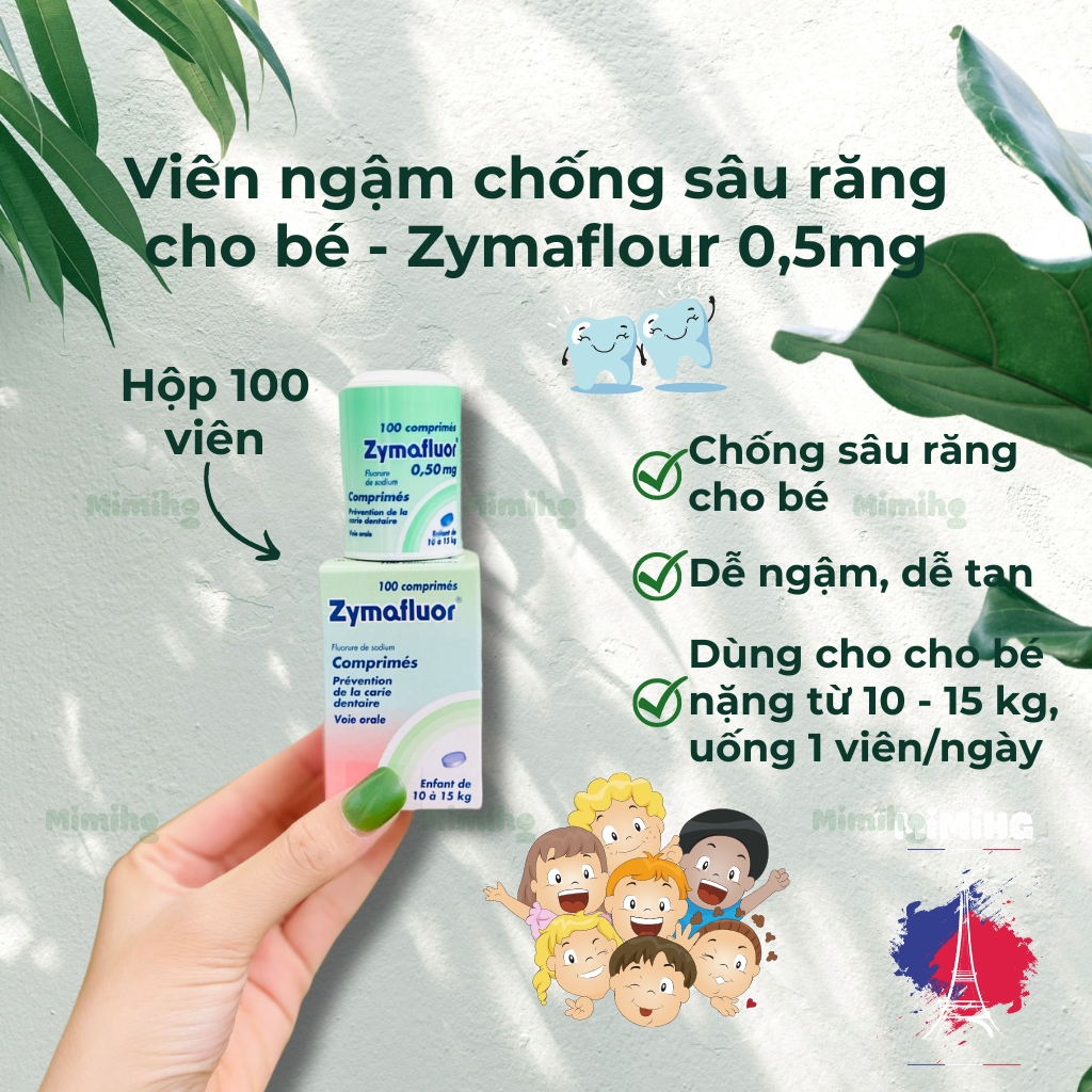 Zymaflour 0,5mg Kẹo ngậm ngăn ngừa sau rang giúp be có hàm răng chắc khỏe, sáng bóng._MiMi HG