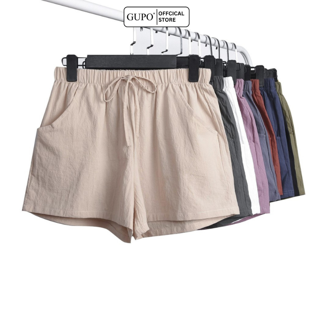 Quần short nữ cạp cao quần đũi ống rộng GUPO mặc nhà bigsize STORE WS34
