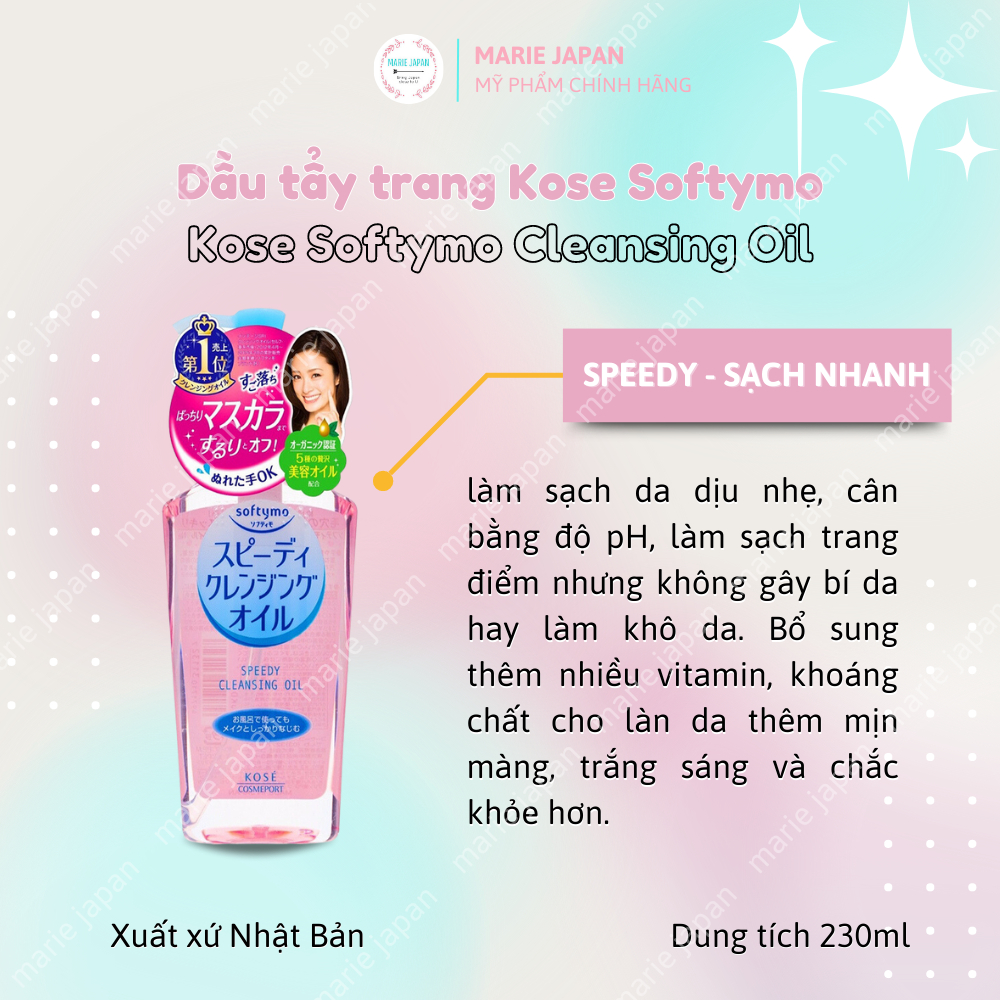 Dầu Tẩy Trang Kose Softymo Làm Sạch Sâu Nhẹ Dịu Cleansing Oil 230ml Nhật Bản