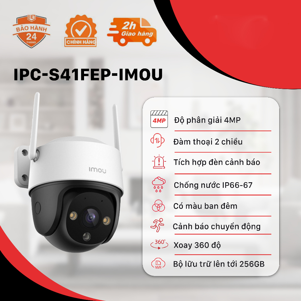 Camera Imou Ngoài trời S21FEP / S41FEP Còi Hú Báo Động, Đàm thoại 2 chiều, Quay màu ban đêm, Xoay 360 độ - BH 24 Tháng