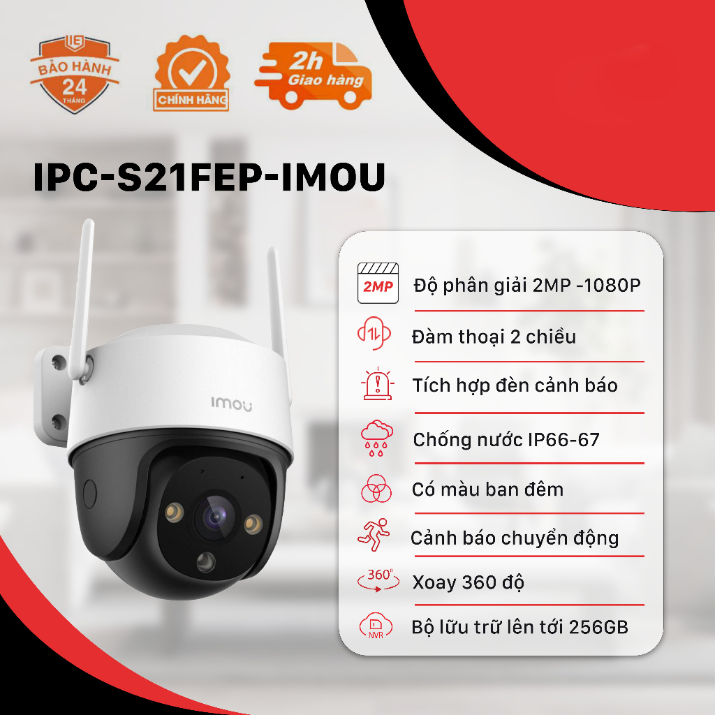 Camera Imou Ngoài trời S21FEP / S41FEP Còi Hú Báo Động, Đàm thoại 2 chiều, Quay màu ban đêm, Xoay 360 độ - BH 24 Tháng