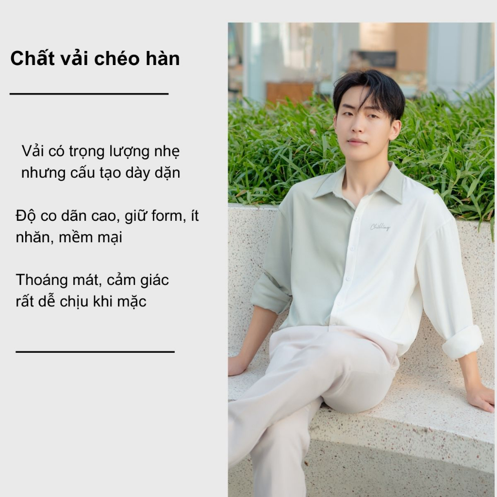 Áo Sơ Mi Nam Hai Màu MANDO Chất Liệu Vải Chéo Nhật Thiết Kế Cá Tính Hàn Quốc SHT012