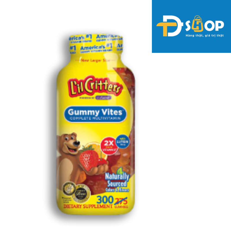 (Có tặng quà kèm theo đơn hàng ) Kẹo dẻo bổ sung nhiều loại Vitamin L’il Critters Gummy Vites Complete Multivitamin 300