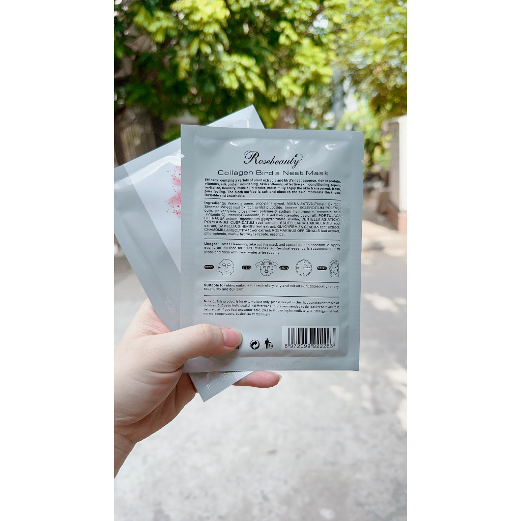 1 MIẾNG MẶT NẠ YẾN TƯƠI COLLAGEN ROSEBEAUT