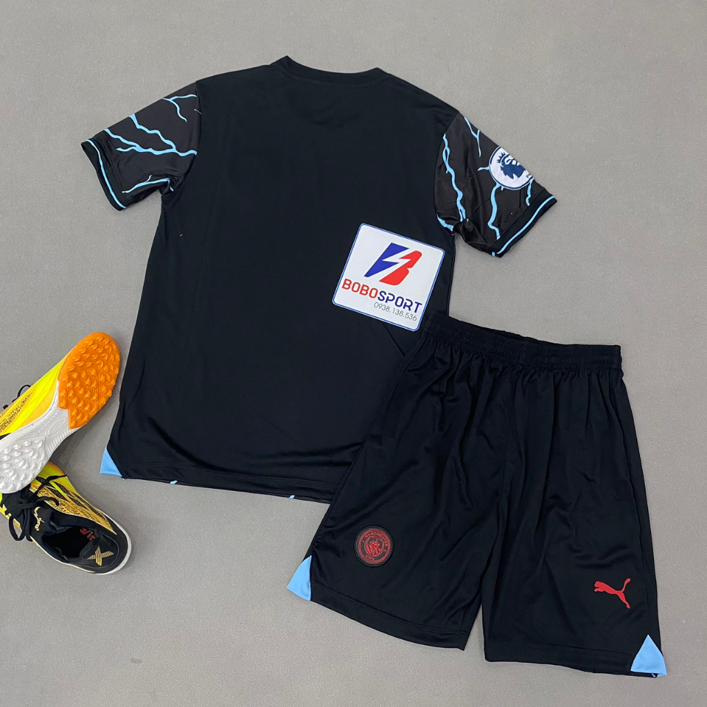 Bộ quần áo bóng đá MC Man-City đen sân khách JP-2024FLG