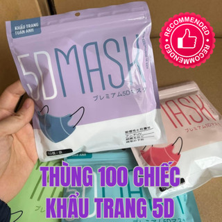 Khẩu Trang 5D Thùng 100 Chiếc Người Lớn