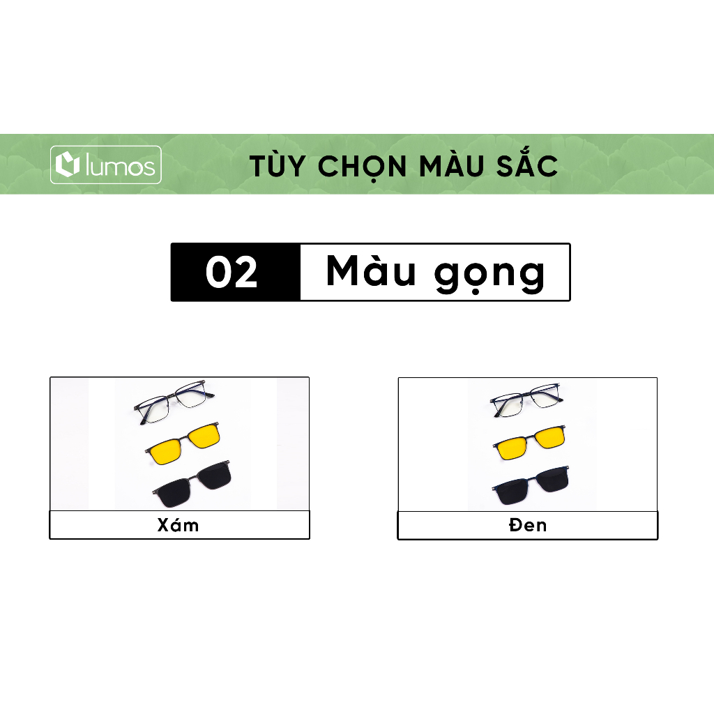 Gọng kính cận Lumos đa năng 3in1 dáng chữ nhật hợp kim nhôm siêu nhẹ tròng kính chống tia UV chống chói 7012